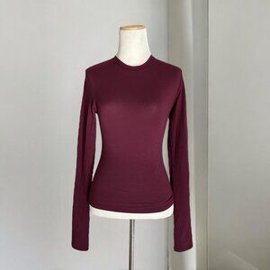 SKIMS Cotton Jersey Long Sleeve T-Shirt in Deep Berry